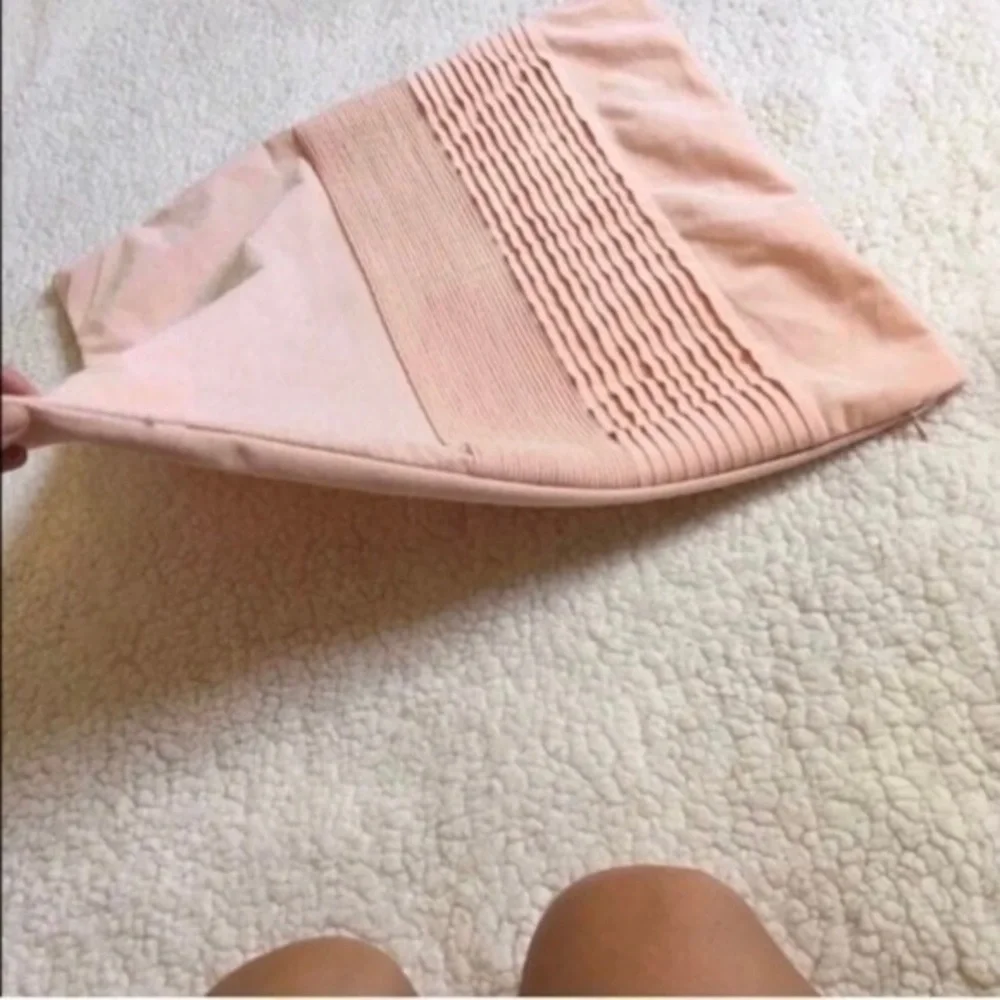 SOFT SQUARE PEACH PILLOW CASE WITH METALLIC SHIMMER DETAIL AND TINY RUFFLES